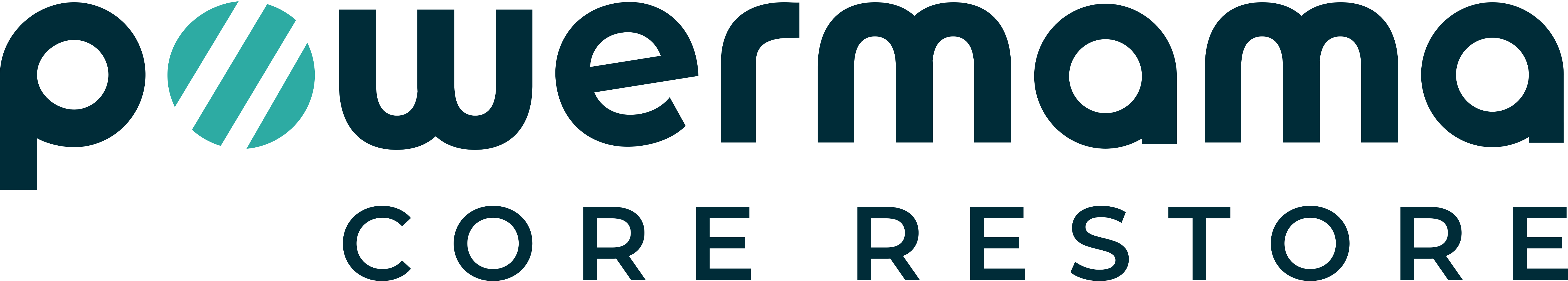 Powermama logo Core restore Blauw en groen